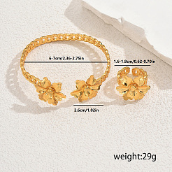 Elegant Brass Flower Cuff Ring & Bangle Set for Women&nbsp;DS4683