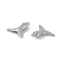 変色しない304ステンレススチールペンダント  フィッシュテールチャーム  ステンレス鋼色  15x14.5x4mm  穴：1mm&nbsp;STAS-G291-11P