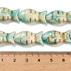 合成ターコイズビーズ連売り  魚  染め  スプレー塗装  ターコイズ  24x11.5~12x7mm  穴：1.2mm  約17個/連  15.16''（38.5センチメートル）&nbsp;X-TURQ-F019-01I