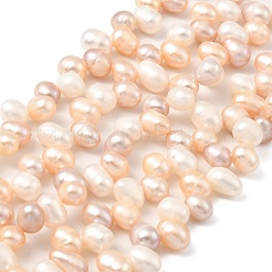 天然養殖淡水パールビーズ連売り  グレード4a+  ライス  トップ掘削  ミックスカラー  7~8mm  穴：0.6mm  約58~59個/連  14.17''（36センチメートル）&nbsp;PEAR-I007-04F-01B