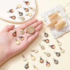30スタイルのプリント合金エナメルペンダント6個。  鉛フリー＆ニッケルフリー＆カドミウムフリー  ライトゴールド  電球  ミックスカラー  22x12x2.5mm  穴：1.8mm  5個/スタイル&nbsp;ENAM-CJ0005-11