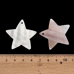 天然淡水シェルのペンダント  スターのチャーム  貝殻色  36x37~38.5x2~4mm  穴：1.8~2mm&nbsp;SH-CBA93AD-17