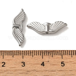 変色しない304ステンレススチールビーズ  翼  ステンレス鋼色  6x21.5x3mm  穴：1.5mm&nbsp;STAS-K285-35P