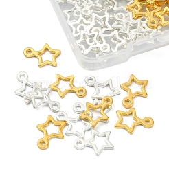 100 個 2 色のチベットスタイル合金チャーム  スター  クリスマス  ゴールデン＆シルバー  14x10x2mm  穴：1.5mm  50個/カラー&nbsp;FIND-FS0001-60
