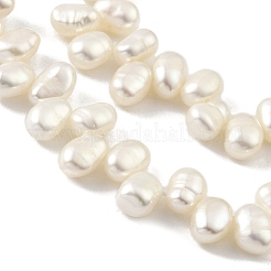 天然養殖淡水パールビーズ連売り  トップ掘削  研磨両側  グレード5a+  古いレース  4~5mm  穴：0.5mm  約36個/連  6.89インチ（17.5cm）&nbsp;PEAR-A006-16