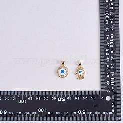 10 個 10 スタイル ラック メッキ真鍮マイクロ パヴェ クリア キュービックジルコニア ペンダント  エナメル  長持ちメッキ  カドミウムフリー＆鉛フリー  混合図形  18KGP本金メッキ  15~25x7~21.7x2.5~4.5mm  穴：3x4mm  1個/スタイル&nbsp;KK-SZ0002-33
