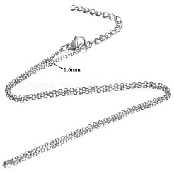 変色しない304ステンレススチールアズキチェーンネックレス  カニカン付き  ステンレス鋼色  21.65インチ（55cm）  1.6mm&nbsp;STAS-T040-PJ206-55