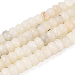 天然な白アフリカオパールビーズ連売り  ロンデル  スムーズ  7.5~8.5x4~5.5mm  穴：0.9~1mm  約75~94個/連  14.76~15.35インチ（37.5~39cm）&nbsp;G-N367-02A-01
