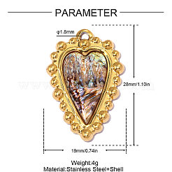 304 Stainless Steel & Shell Pendants&nbsp;STAS-OY014-49G