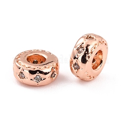 Brass Micro Pave Clear Cubic Zirconia Beads&nbsp;ZIRC-P091-05A-RG-RS