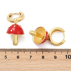 Mushroom Brass Enamel Hoop Earrings&nbsp;EJEW-Z115-07G