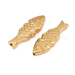 304ステンレススチールビーズ  魚  イオンプレーティング（ip）  18KGP本金メッキ  21x7x4mm  穴：1.4mm&nbsp;STAS-A132-01A-G