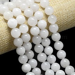 天然石マレーシアジェイドビーズ連売り  ラウンド  ホワイト  14mm  穴：1.5mm  約27個/連  14.96インチ（38cm）&nbsp;G-L645-B01-14mm-01