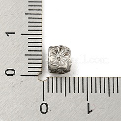 変色しにくい304ステンレススチールビーズ  花を持つキューブ  ステンレス鋼色  5.5x5.5x5.5mm  穴：2.7mm&nbsp;STAS-A091-16P