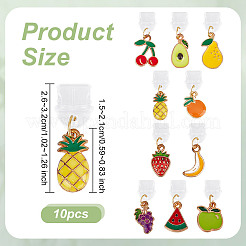 プラスチック携帯防塵プラグ  合金エナメルフルーツペンダント付き  ミックスカラー  2.6~3.2cm。10個/セット&nbsp;PALLOY-OC00031