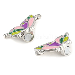 合金磁気ペンダント  エナメル  蝶  ミディアム蘭  22.5x30x7mm  穴：1.8mm&nbsp;PALLOY-Z020-04A-P