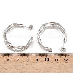 304 Stainless Steel Two-layer C-Shaped Stud Earrings&nbsp;EJEW-P324-11P