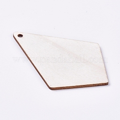未完成のブランクウッドペンダント  DIYのジュエリーには  菱形  バリーウッド  55x36.6x1.5mm  穴：2mm&nbsp;WOOD-TAC0003-25
