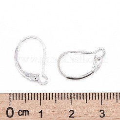 925スターリングシルバーフレンチフックピアスパーツ  ウィットループ  銀  17x10x2mm  穴：1.8mm  ピン：0.5x0.6mm&nbsp;STER-I017-088S