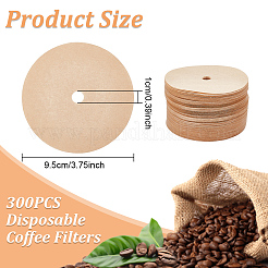 丸いコーヒーフィルター紙  使い捨てコーヒーフィルター  バリーウッド  95x0.1mm  穴：10mm  100個/袋&nbsp;AJEW-WH0413-66