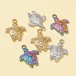 6個3色201ステンレスペンダント  ヒトデのチャームを持つ亀  ミックスカラー  23.5x18x3mm  穴：2.5mm  2個/カラー&nbsp;STAS-FS0001-31