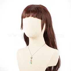 合成ターコイズチップペンダントネックレス付きガラス瓶  女性のための合金タートルチャーム付きのウィッシュボトルネックレス  17.91インチ（45.5cm）&nbsp;NJEW-JN03841-02
