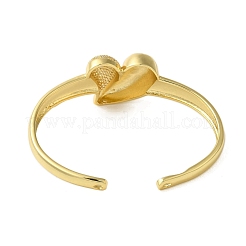 Heart Clear Cubic Zirconia Cuff Bangles&nbsp;BJEW-P336-03G