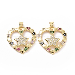 Brass Micro Pave Cubic Zirconia Pendants&nbsp;ZIRC-F134-02G-01