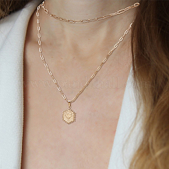 4Pcs 4 Style Stainless Steel Hexagon with Initial Letter A Pendant Necklaces Set&nbsp;NJEW-AN0001-08