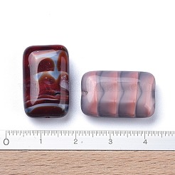 チェコガラスビーズ  レトロなスタイル  長方形  ミックスカラー  22x14x7mm  穴：0.8mm  約60個/袋&nbsp;GLAA-O018-21