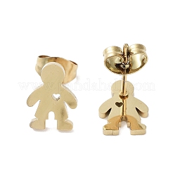 PVD真空メッキ304ステンレススチールスタッドピアス（女性用）  男の子  ゴールドカラー  10.5x7.5mm&nbsp;EJEW-A048-39A-G