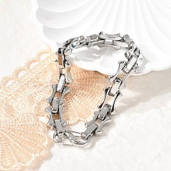 304ステンレススチール製ボーンリンクチェーンブレスレット、女性・男性用  ステンレス鋼色  8-3/8インチ（21.3cm）&nbsp;BJEW-F488-65P
