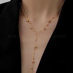 304 Stainless Steel Ball Chain Long Tassel Y Necklaces for Women&nbsp;FS-WG75565-01