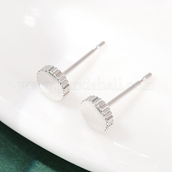 女性のための真鍮のスタッドピアス  花  プラチナメッキ  6mm&nbsp;EJEW-G441-03P