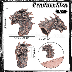 屋外 EDC ツール真鍮パラシュートロープヨーロッパビーズ  大穴ビーズ  ドラゴン  赤銅鉱  33x17x32.5mm  穴：6mm&nbsp;KK-WH0081-45R