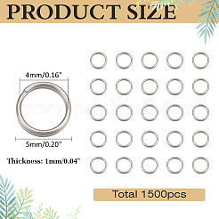 1500Pcs 304 Stainless Steel Split Rings&nbsp;STAS-ME0002-57