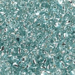 焼付塗装ガラスシードビーズ  ピーナッツ  淡いターコイズ  3.5~4x2~2.5x2~2.3mm  穴：0.8mm  約8000個/ポンド&nbsp;SEED-K009-03B-15