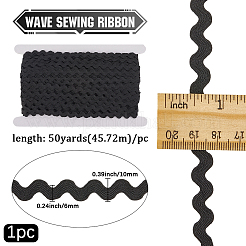 50 Yards Polyester Wavy Fringe Trim Ribbon&nbsp;SRIB-GF0001-42B