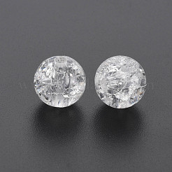 クリアクラックアクリルビーズ  ラウンド  ホワイト  12x11mm  穴：2mm  約566個/500g&nbsp;MACR-S373-66A-N12