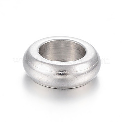 変色しにくい304ステンレススチールスペーサービーズ  フラットラウンド  ステンレス鋼色  9x3mm  穴：5mm&nbsp;STAS-E425-057P