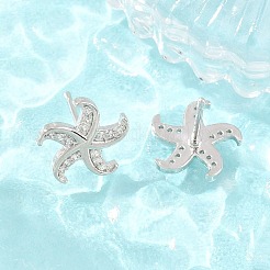 Brass Micro Pave Cubic Zirconia Stud Earrings&nbsp;EJEW-G471-29A-P