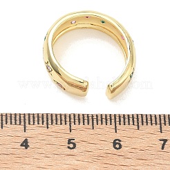 Brass Micro Pave Colorful Cubic Zirconia Cuff Open Rings&nbsp;RJEW-Z145-05G