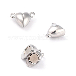 20セット2色合金マグネットクラスプ  ハート  プラチナ·ゴールデン  15x9.5x6mm  穴：1.5mm  10セット/カラー&nbsp;PALLOY-CJ0001-155