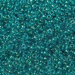 MIYUKIラウンドロカイユビーズ  日本製シードビーズ  （rr3742)ファンシーライニングティールグリーン  8/0  3mm  穴：1mm  約422~455PCS /ボトル  10 G /ボトル&nbsp;SEED-JP0009-RR3742