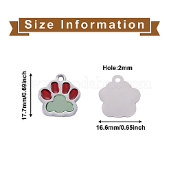 合金エナメルチャーム  ツートン  犬の足跡  プラチナ  アクアマリン  17.7x16.6x2mm  穴：2mm&nbsp;ENAM-TAC0001-06E