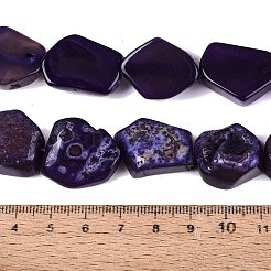 染め加工天然石瑪瑙ビーズ連売り  ナゲット  インディゴ  15~28x13~25x5~17mm  穴：1.2~1.8mm  約18個/連  13.39~14.96インチ（34~38cm）&nbsp;G-Q606-23E-04