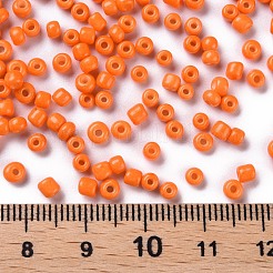 焼付塗装ガラスシードビーズ  レッドオレンジ  6/0  4~5x3~4mm  穴：1~2mm  約4500個/袋&nbsp;SEED-S003-K4
