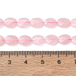 天然石ローズクォーツビーズ連売り  水晶  多面カット  フラットオーバル  8x6x3.5mm  穴：0.5mm  約46個/連  14.96''（38センチメートル）&nbsp;G-H349-A01-26