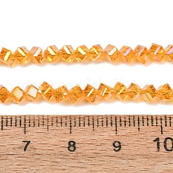 電気メッキ透明ガラスビーズ連売り  キューブ  多面カット  ABカラーメッキ  オレンジ  3.5x4.5x4mm  穴：1.1mm  約99個/連  13.46''（34.2センチメートル）&nbsp;GL-CBA7A17-01A-04