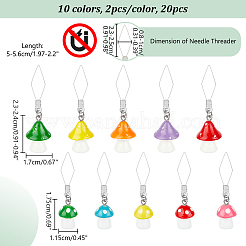 20個 10スタイル マッシュルーム 304 ステンレススチール スレッド  ミシン糸 DIY ツール キルティング金具  プラスチック製のペンダント付き  ミックスカラー  50~56mm  2個/スタイル&nbsp;DIY-AB00056